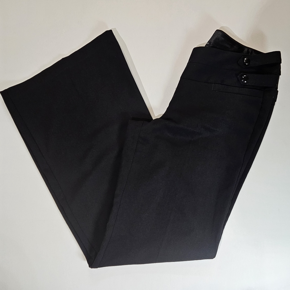 Maurices Pants Womens 1/2 Black Wide Leg Flare Low Rise Bootcut Y2K‎ Retro Style